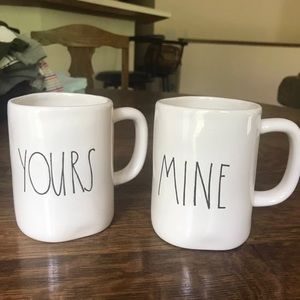 Rae Dunn Yours Mine mugs